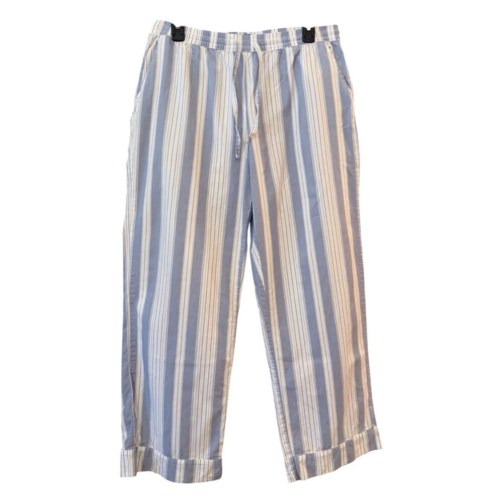 GapBody Light Blue & White Striped Drawstring Pants